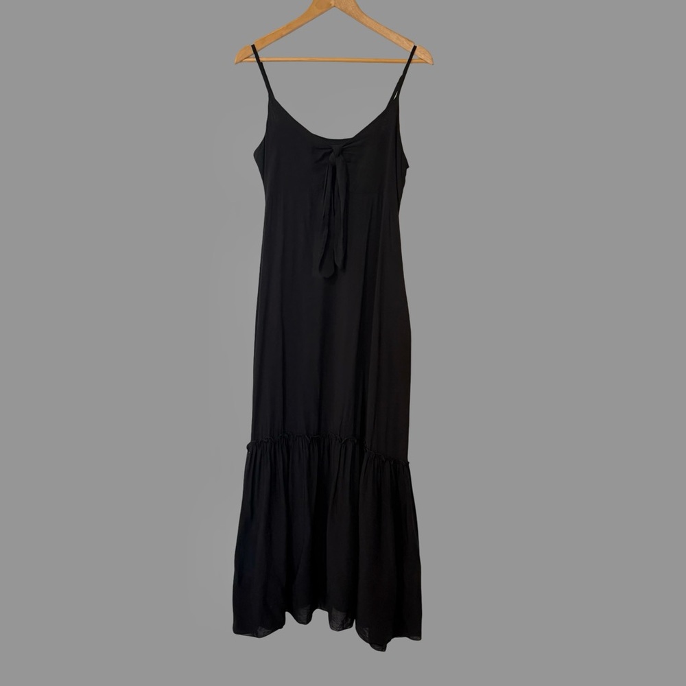Elan Black Strap Front Bow Maxi Beach Dress S/P NWT